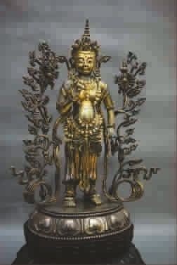 清早期鎏金银弥勒佛像
