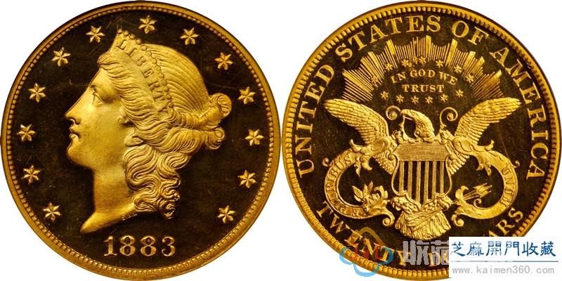 美国1883年自由女神双鹰金币