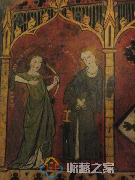 宛如维纳斯的女子用箭瞄准求爱者，1320年-图片版权归原作者所有