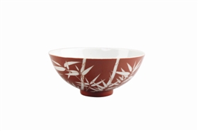 [北京嘉德拍卖公司]清嘉庆珊瑚红地白竹纹碗